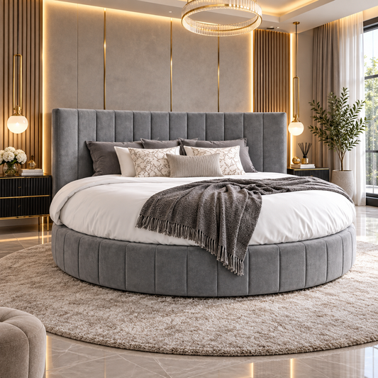 Melvani Signature Round Upholstered Bed Frame