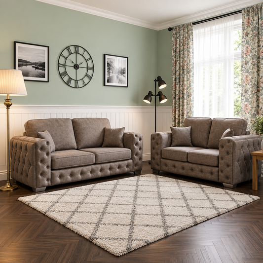 Atlas Throne 3+2 Seater Sofas In Plush Velvet Fabric