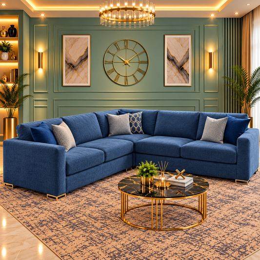 Seraphine Modern Style Corner Sofa In Plush Velvet