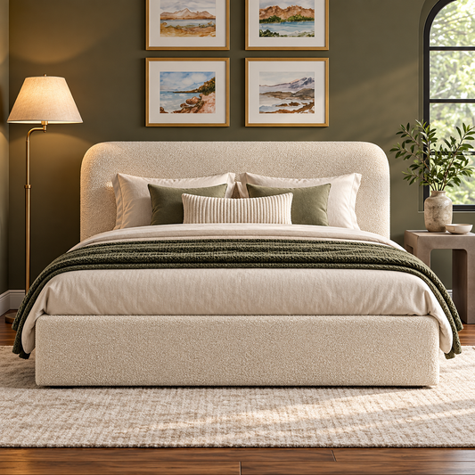 Hawaii Cream Bed Frame In Boucle Fabric