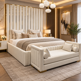 Hugo High Headboard Bed With Golden Border