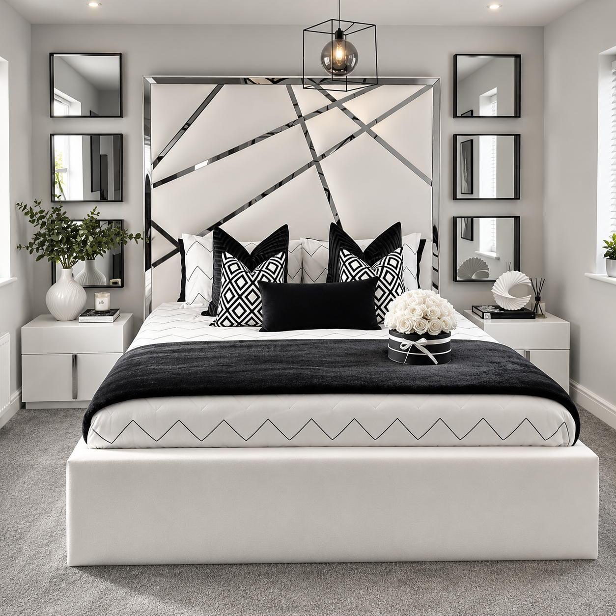 Sanctuary Luxury Bed Frame with Silver Stripes