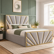 Paris Upholstered Designer Bed Frame With Golden Border