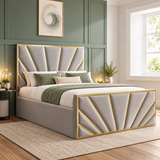 Paris Upholstered Designer Bed Frame With Golden Border