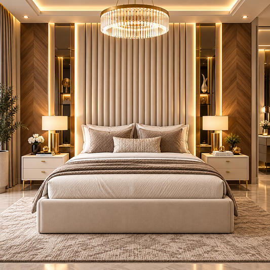 Lama Linestyle Luxury Bed With High Headboard