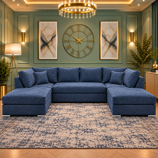 The Nexus Modular U-Shaped Sofa in Plush Velvet Fabric