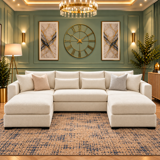 Lusso Lounge Luxury U-Shaped Sofa In Plush Velvet Fabric