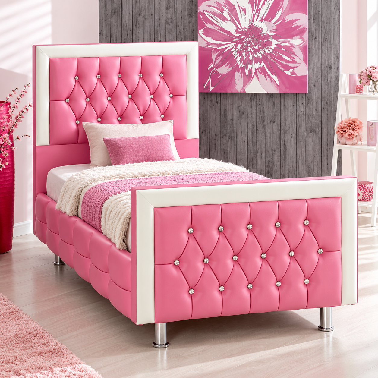 Princess Pink Leather Bed Frame