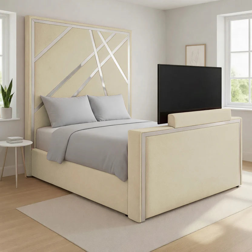Chester Silver Stripes TV Bed Frame