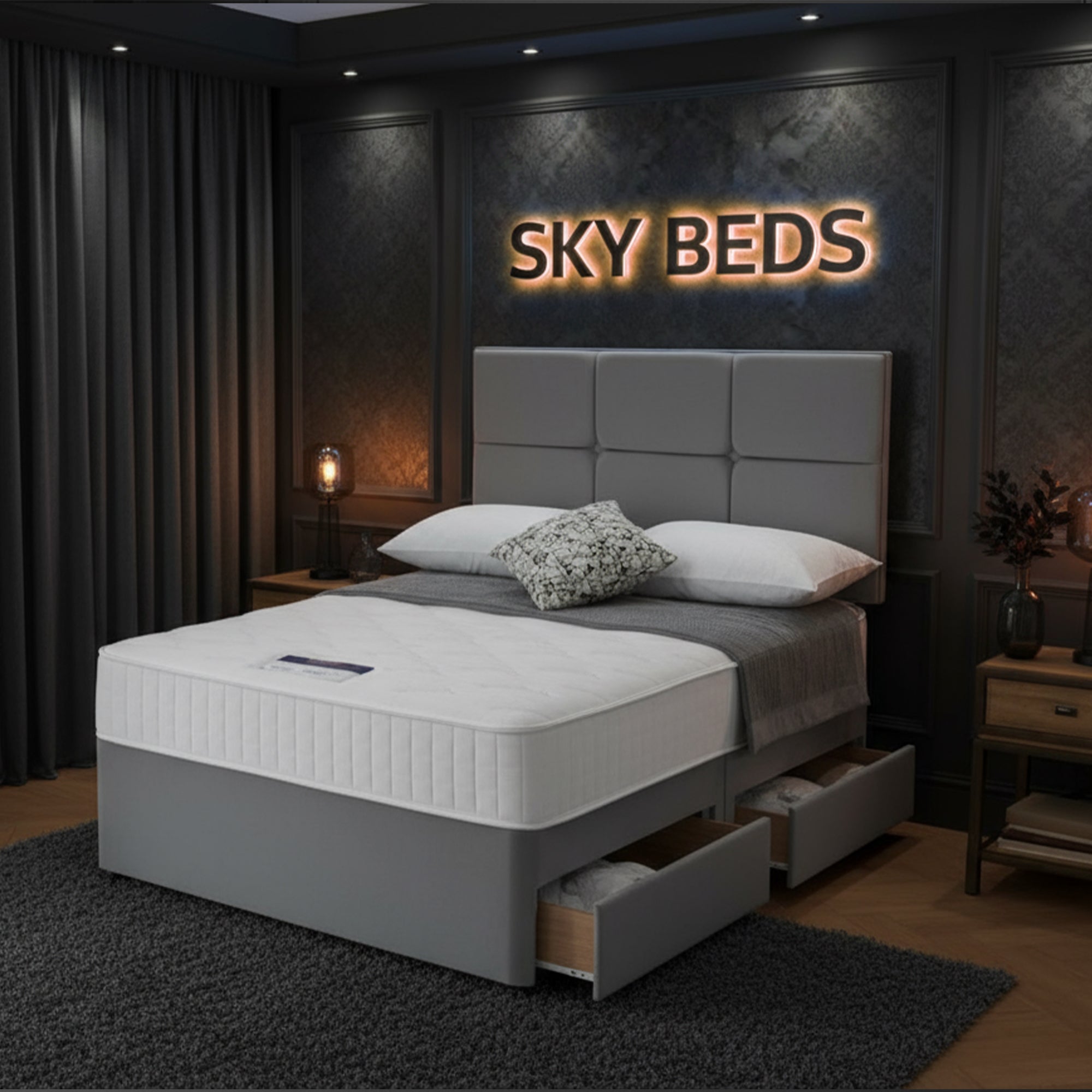 Alskan Divan Bed Frame in Plush Velvet Fabric