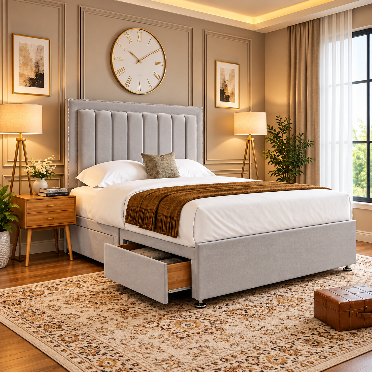 Bromley Lined Panel Divan Bed Frame