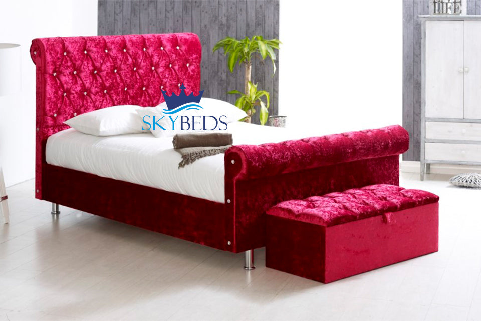 Brussels Crushed Velvet Sleigh Bed Frame – Sky Beds