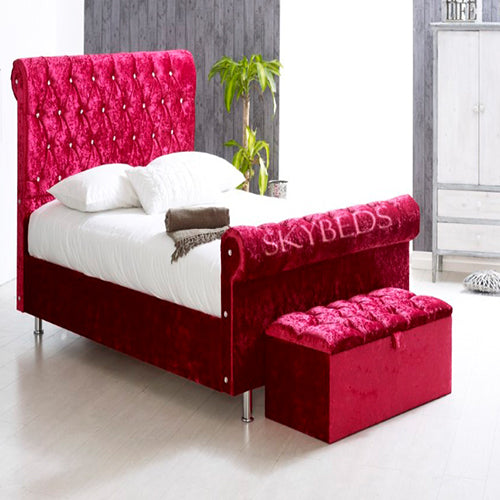 Brussels Crushed Velvet Sleigh Bed Frame