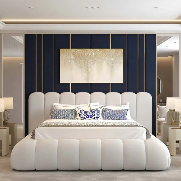 Bosnia Hotel Style Bed Frame In Boucle Farbic