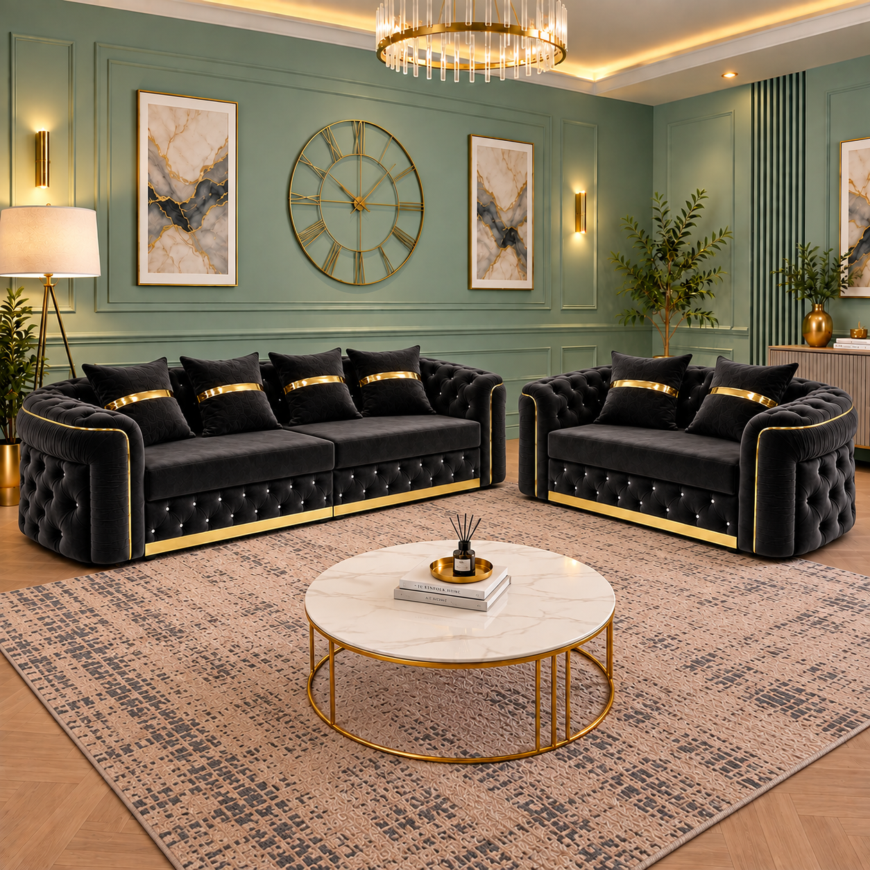 Toronto Luxury Sofa Sets In Plush Velvet Fabric