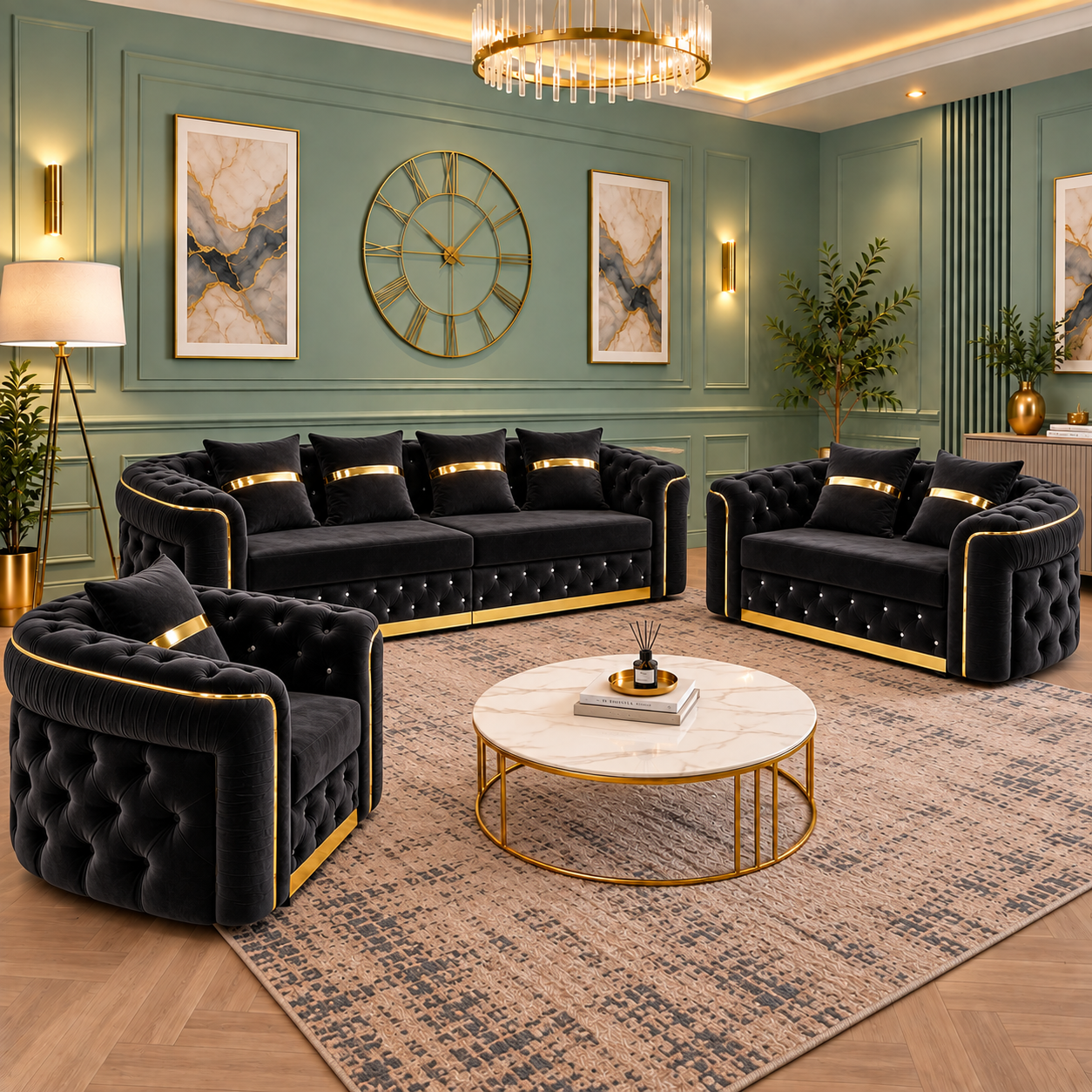 Toronto Luxury Sofa Sets In Plush Velvet Fabric