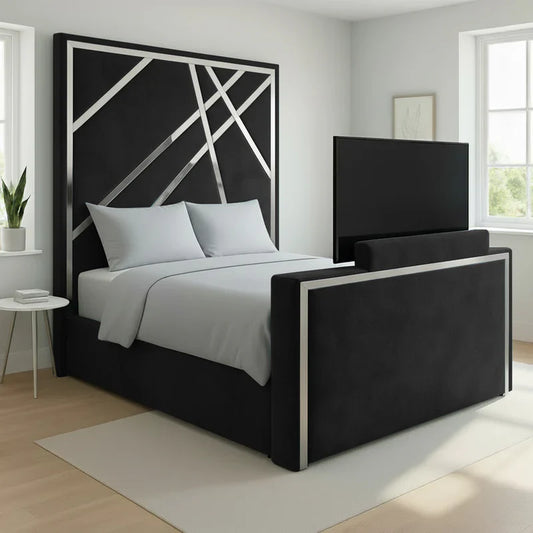 Dallas TV Bed Frame With Silver Strips