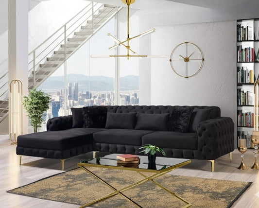 Minnesota L-Shaped Sofa with Left/Right Hand Chaises Option In Plush Velvet Fabric