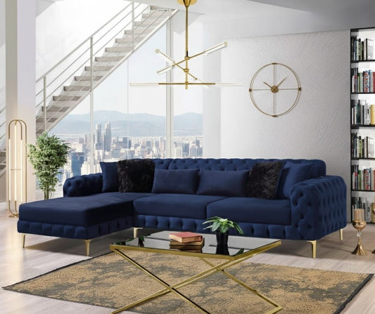 Minnesota L-Shaped Sofa with Left/Right Hand Chaises Option In Plush Velvet Fabric
