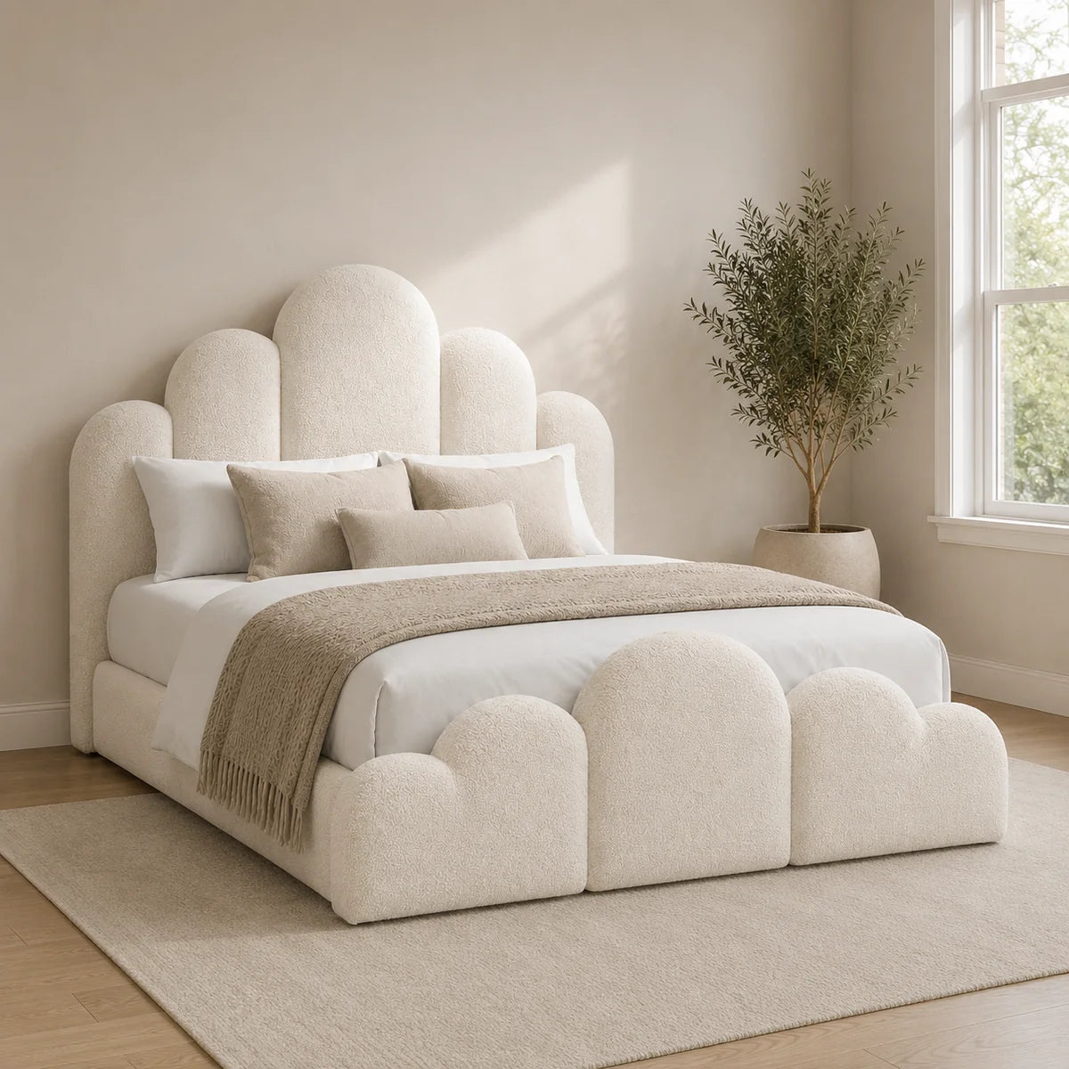 Rayan Luxury Teddy Boucle Bubble Bed Frame
