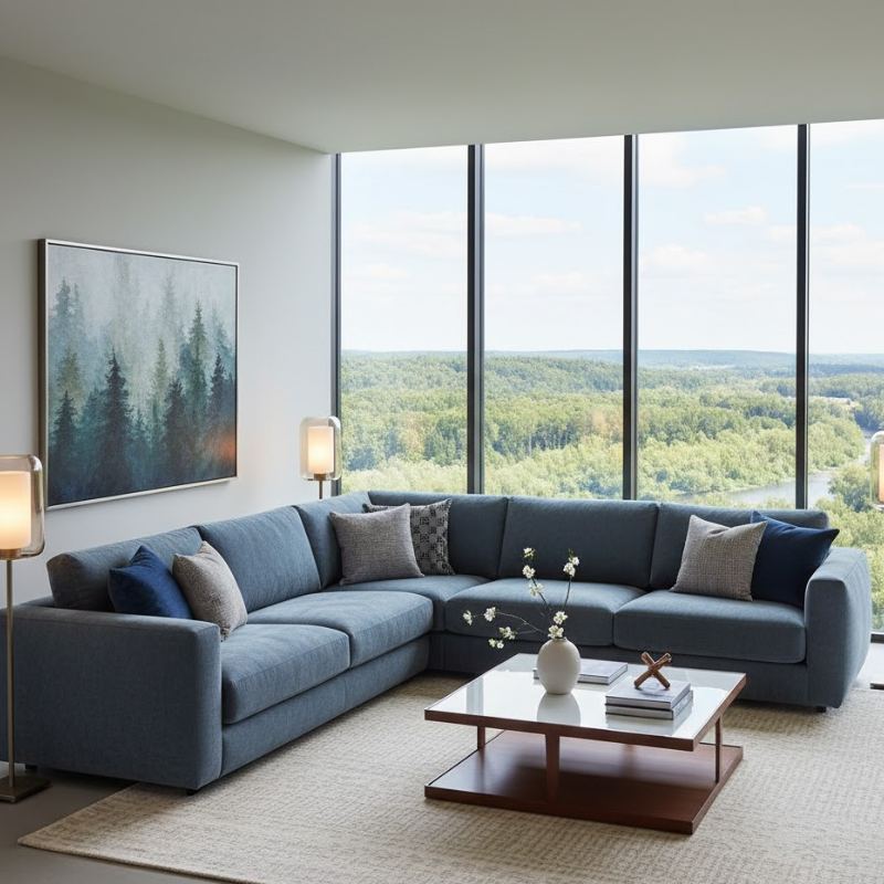 Seraphine Modern Style Corner Sofa In Plush Velvet