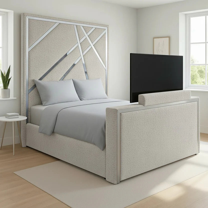 Chester Silver Stripes TV Bed Frame