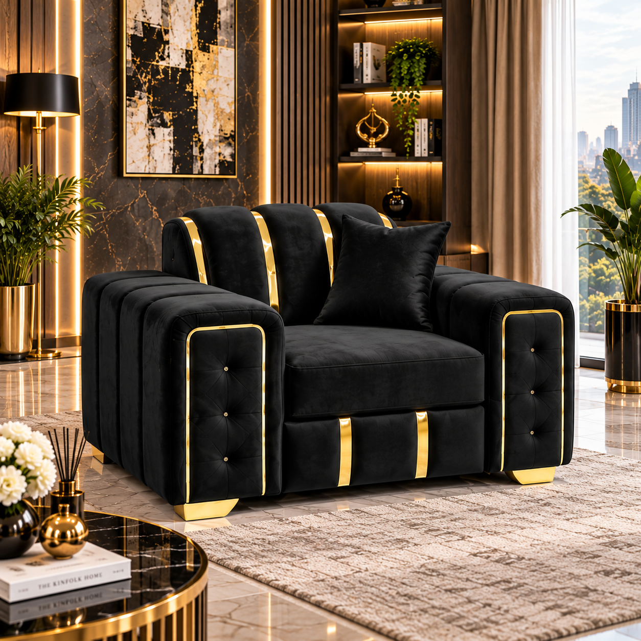 Nythera Goldline 3 & 2 Seater Sofa Set