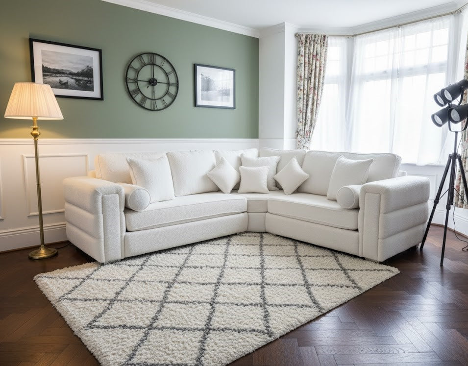 Loft Calm Corner Sofa In Plush Velvet Fabric