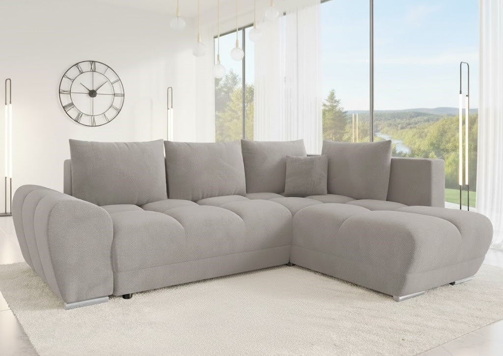 The Regent L-Shaped Modern Sofa In Plush Velvet Fabric