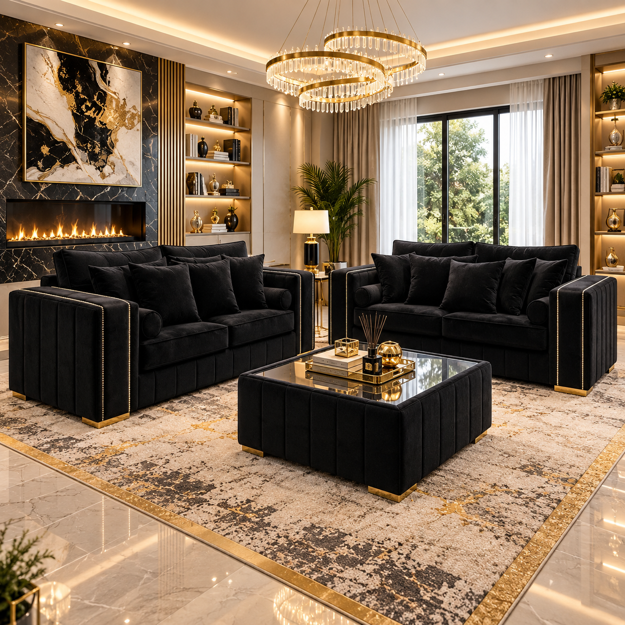 Norvayne Noir 5 Seater Corner Sofa