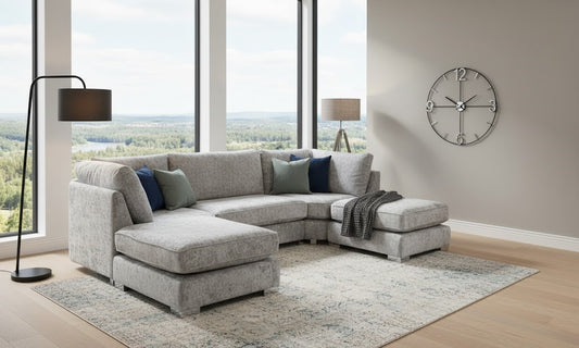 The Crescent Modern U-Shaped Sofa In Plush Velvet Fabric