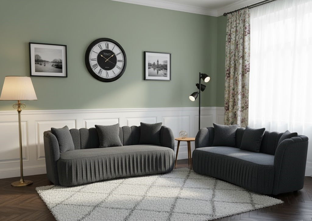 Silent Cypress Couch 3+2 Seater Sofas In Plush Velvet Fabric