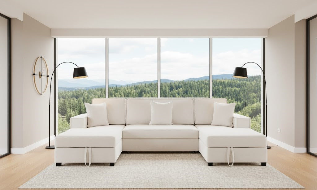 The Cadence U-Shaped Lounge Sofa In Plush Velvet Fabric