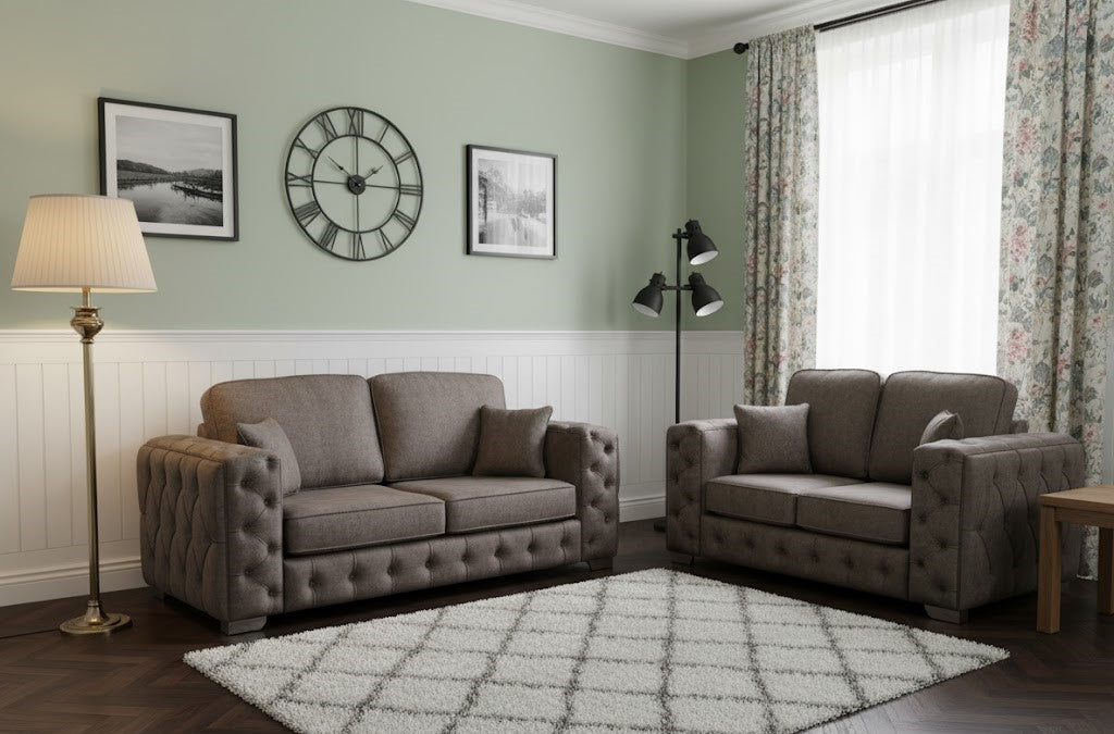 Atlas Throne 3+2 Seater Sofas In Plush Velvet Fabric