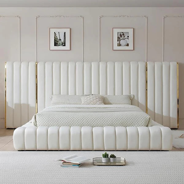 Florence Linestyle Hotel Style Bed Frame With Golden Strips