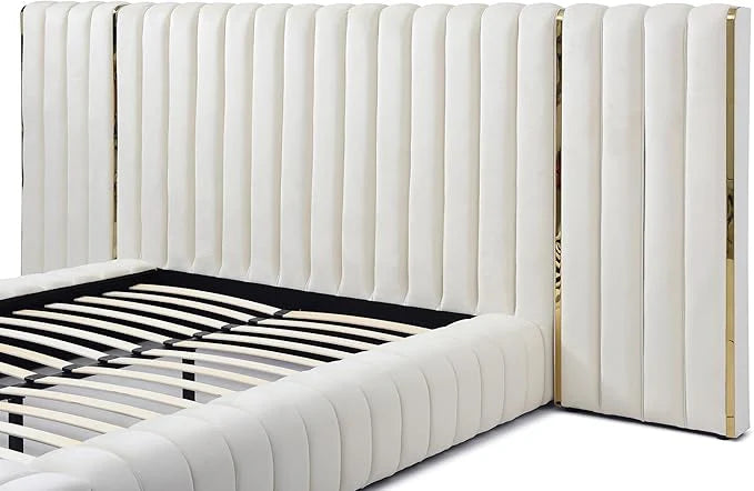 Florence Linestyle Hotel Style Bed Frame With Golden Strips