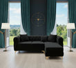 Harrington Luxury L-Shaped Sofa In Black Plush Velvet Fabric