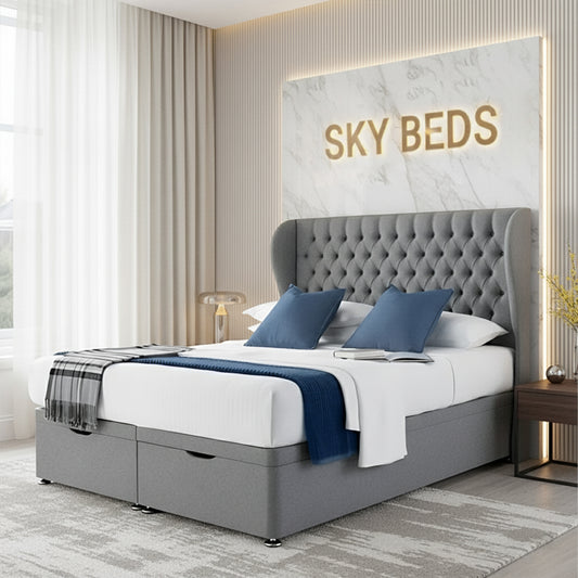 Henley Divan Ottoman Bed With Curved Winged Headboard