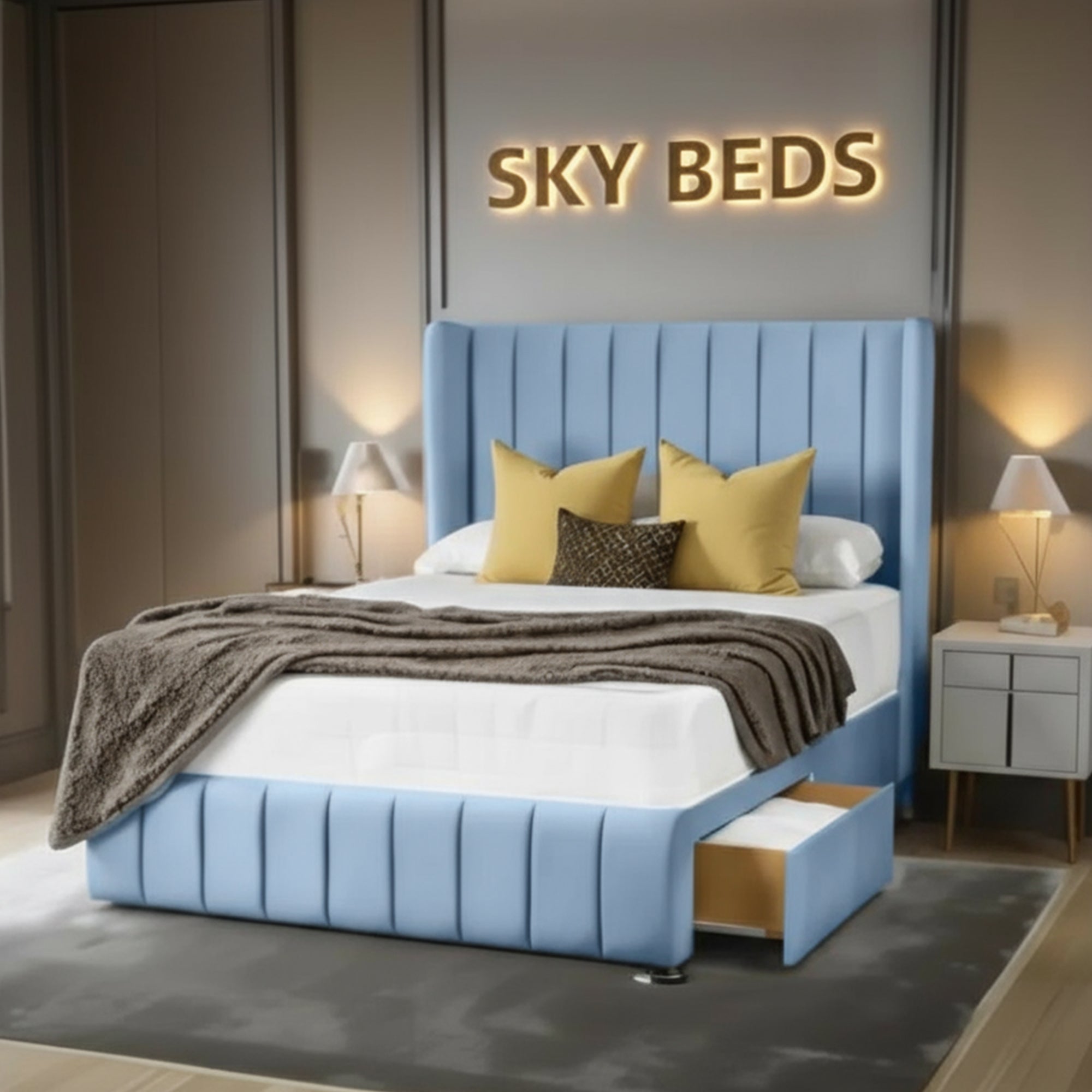 Charlie Winged Panel Divan Bed Frame