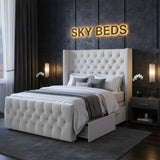 California Winged Divan Bed in Chesterfield Style