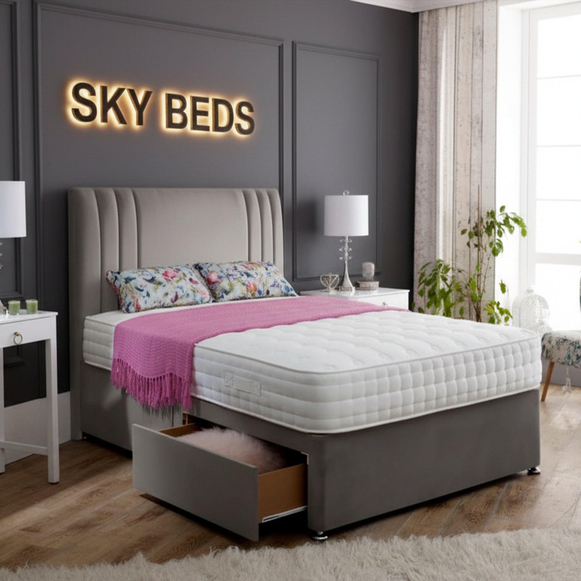 Timothy Divan Ottoman Bed in Plush Velvet Fabric