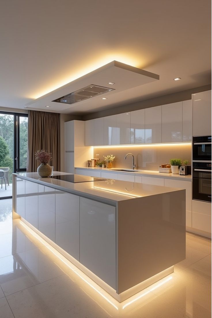 The Belvoir Modern Kitchen With Integrated LED Strip Lighting Bespoke