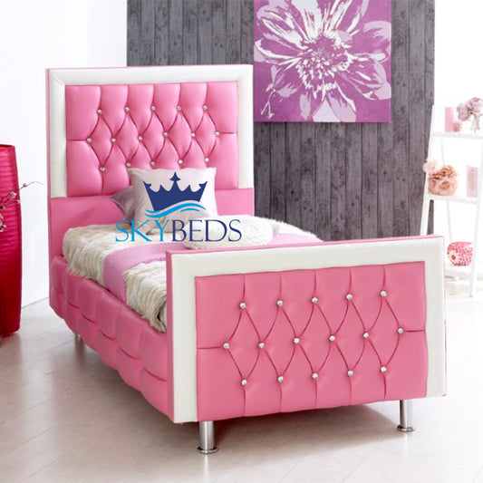 Princess Pink Leather Bed Frame