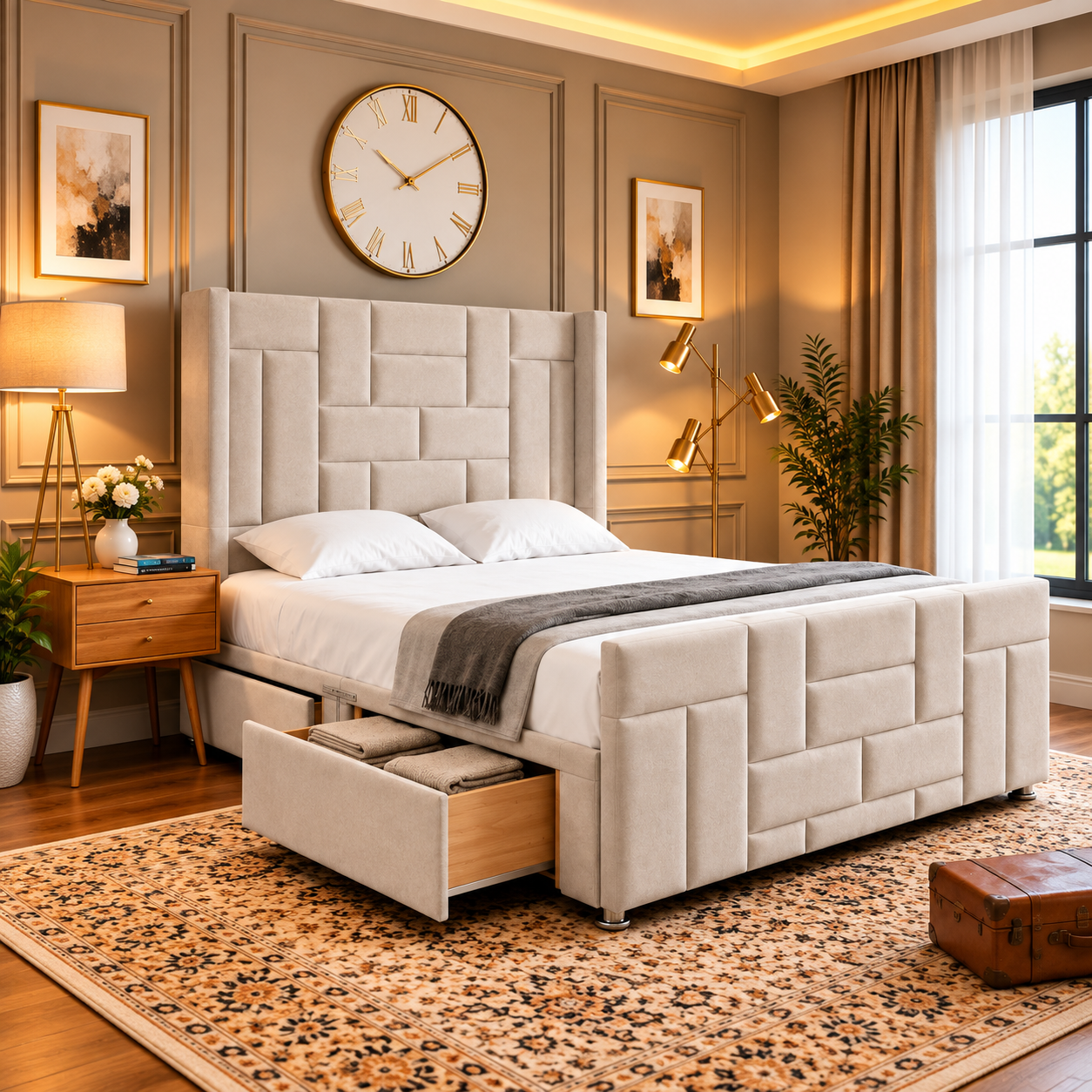 Verity Mosaic Tiles Storage Divan Bed Frame