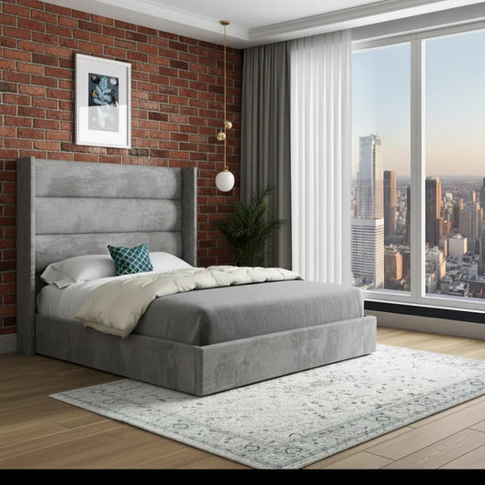 Tampa Winged Bed Frame With Horizontal Panel Headboard