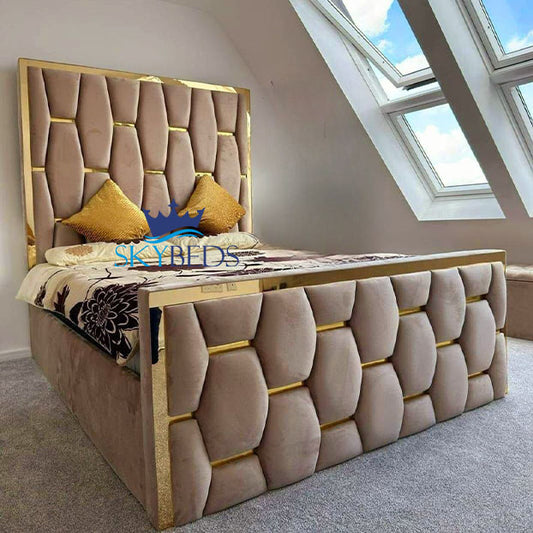 Hexa Gold Stripe Bed Frame