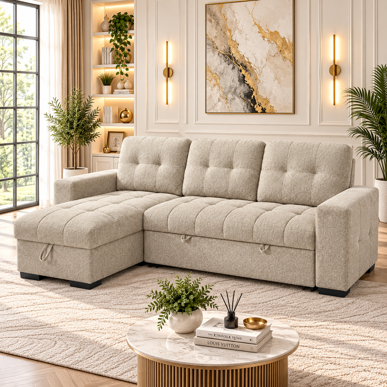 Palermo Universal Corner Sofabed In Beige