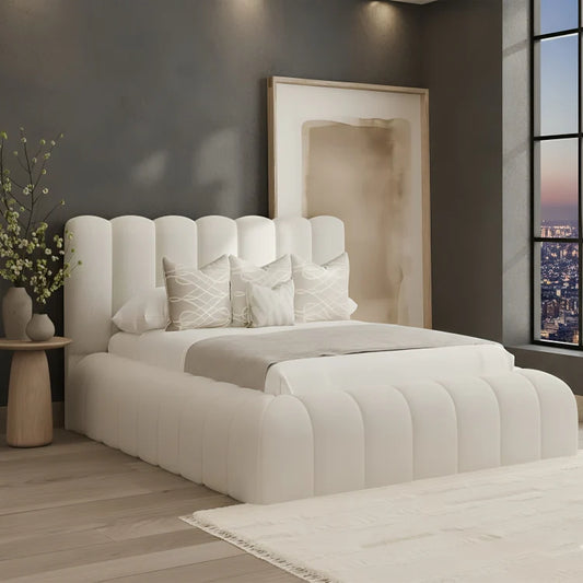 Nancy Luxury Bed Frame in Boucle Fabric