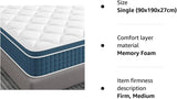 27cm Hybrid Mattress Memory Foam Supportive Sprung 3FT 4FT 4FT6 5FT 6FT King UK