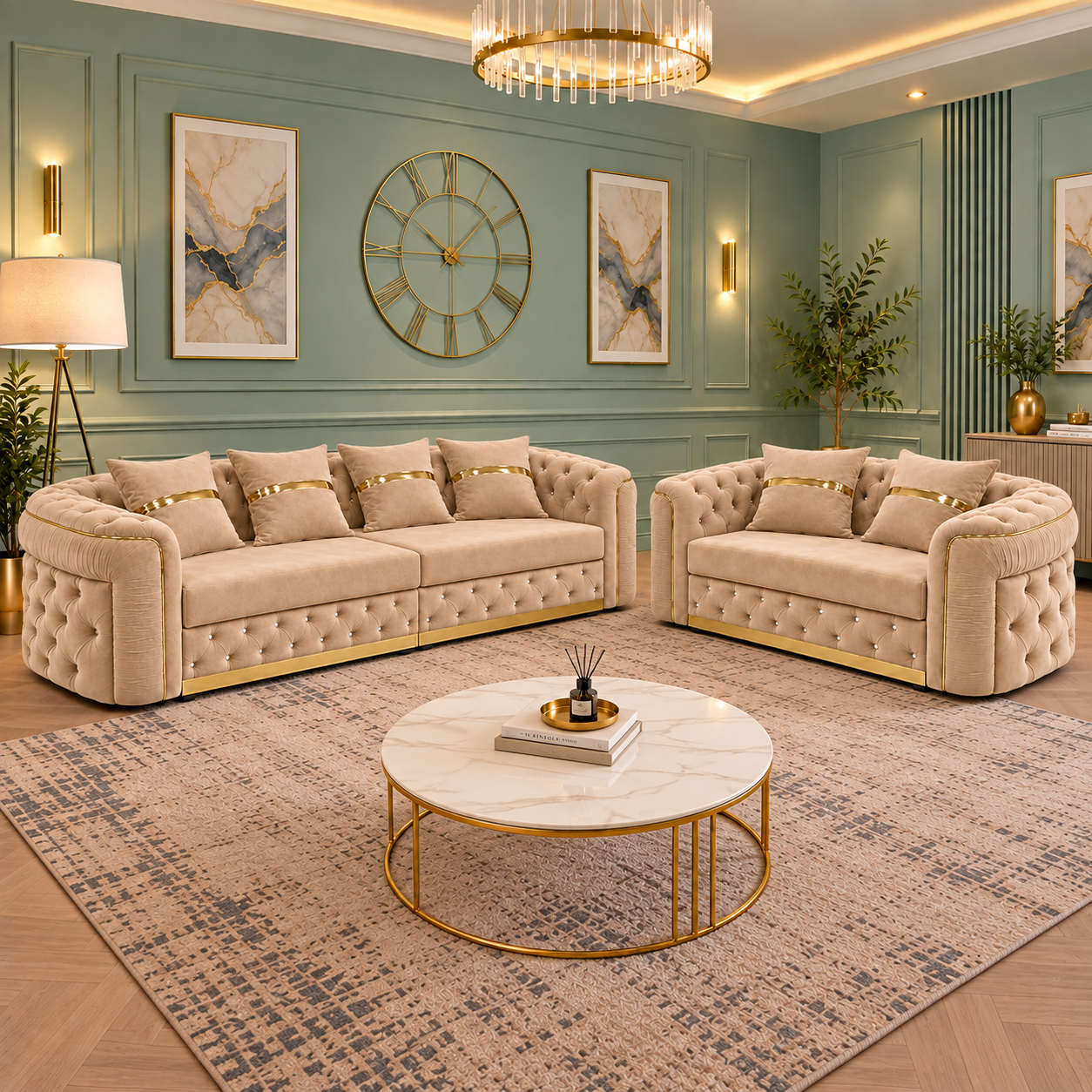 Toronto Luxury Sofa Sets In Plush Velvet Fabric